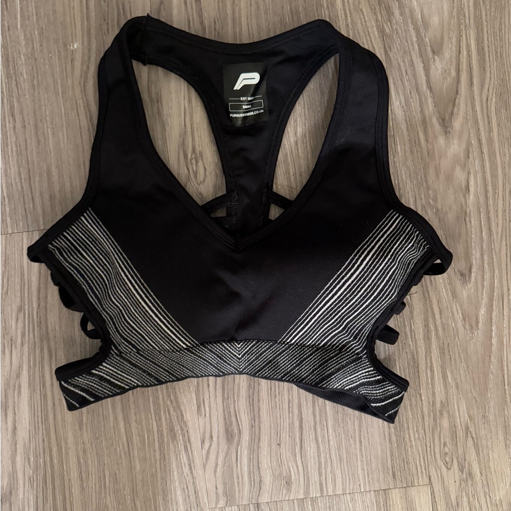 Pursue Fitness Impulse Sports Bra Black and White